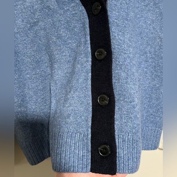 TALBOTS Blue/Gray Color Block Cardigan Sweater Size XL Petite Classic Minimalist - Picture 3 of 7
